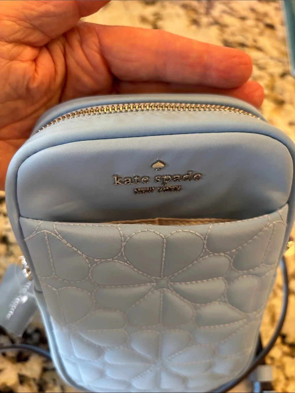 NWT - Kate Spade Baby Blue Quilted Crossbody Phone Bag